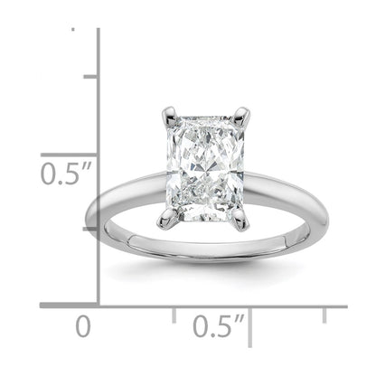 14k White Gold 2 carat Lab Grown Diamond VS/SI+ G+ Radiant Solitaire Complete Engagement Ring