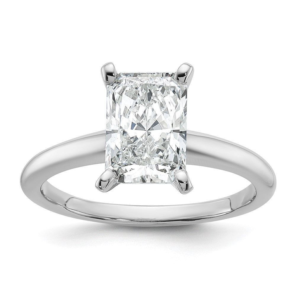 14k White Gold 2 carat Certified Lab Grown Diamond VS/SI+ G+ Radiant Solitaire Complete Engagement Ring