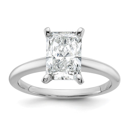 14k White Gold 2 carat Certified Lab Grown Diamond VS/SI+ G+ Radiant Solitaire Complete Engagement Ring
