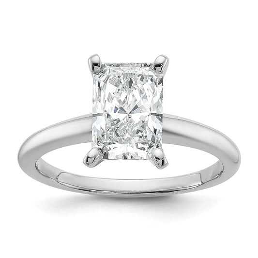 14k White Gold 2 carat Certified Lab Grown Diamond VS/SI+ G+ Radiant Solitaire Complete Engagement Ring