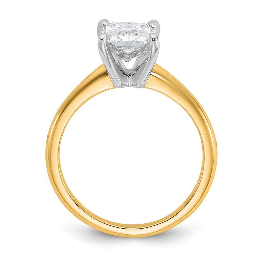 14k Two-tone 2 carat Certified Lab Grown Diamond VS/SI+ G+ Radiant Solitaire Complete Engagement Ring