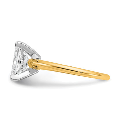 14k Two-tone 2 carat Lab Grown Diamond VS+ F+ Radiant Solitaire Complete Engagement Ring