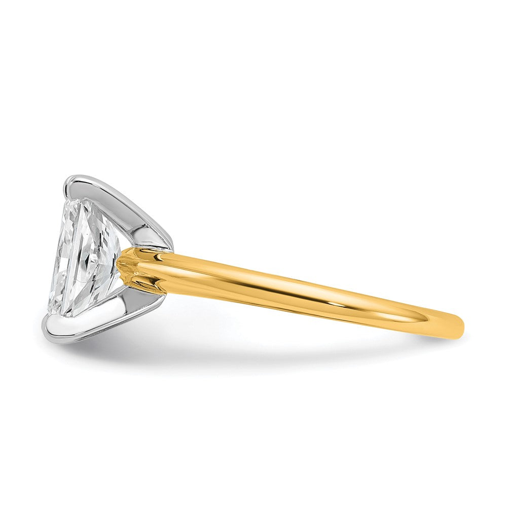 14k Two-tone 2 carat Certified Lab Grown Diamond VS/SI+ G+ Radiant Solitaire Complete Engagement Ring