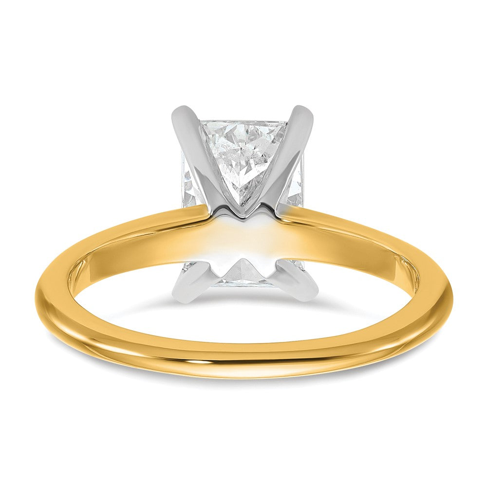 14k Two-tone 2 carat Lab Grown Diamond VS+ F+ Radiant Solitaire Complete Engagement Ring