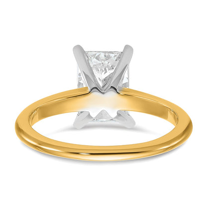 14k Two-tone 2 carat Certified Lab Grown Diamond VS+ F+ Radiant Solitaire Complete Engagement Ring