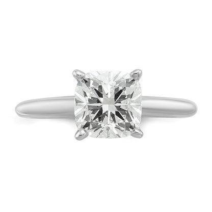 14k White Gold 2 1/2 carat Lab Grown Diamond VS/SI+ G+ Cushion Complete Solitaire Engagement Ring