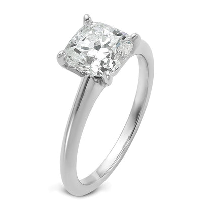 14k White Gold 2 1/2 carat Lab Grown Diamond VS/SI+ G+ Cushion Complete Solitaire Engagement Ring