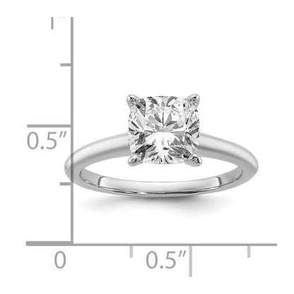14k White Gold 2 1/2 carat Lab Grown Diamond VS/SI+ G+ Cushion Complete Solitaire Engagement Ring
