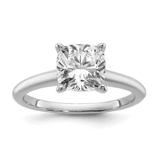 14k White Gold 2 1/2 carat Certified Lab Grown Diamond VS+ F+ Cushion Complete Solitaire Engagement Ring