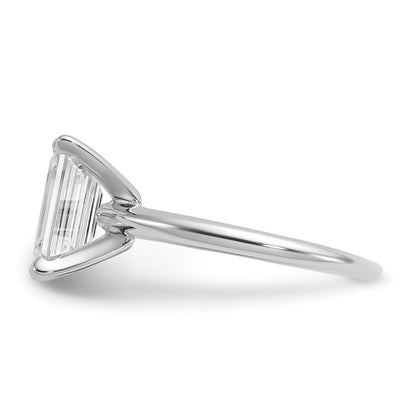 14k White Gold 2 1/2 carat Certified Lab Grown Diamond VS+ F+ Emerald Solitaire Complete Engagement Ring