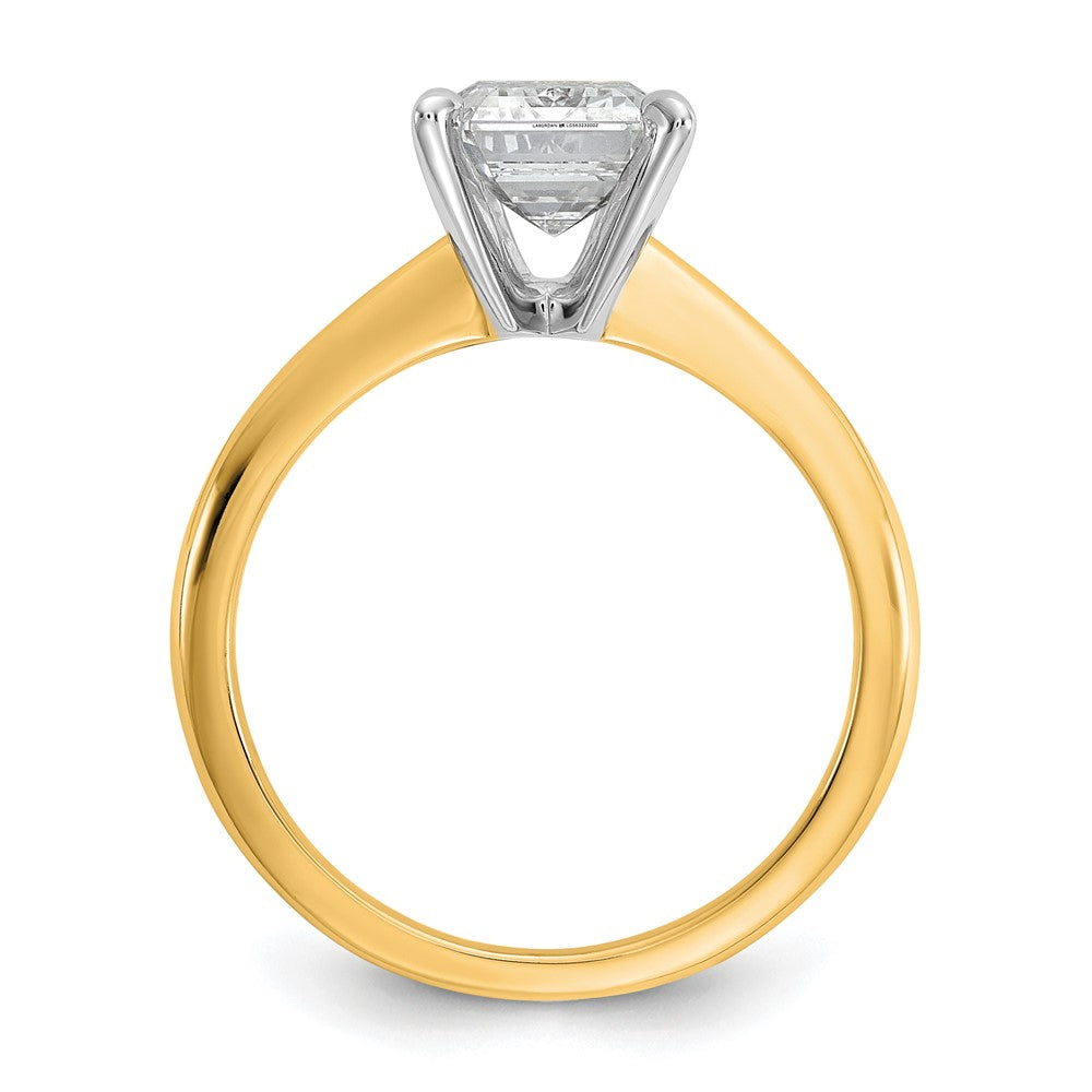 14k Two-tone 2 1/2 carat Lab Grown Diamond VS/SI+ G+ Emerald Solitaire Complete Engagement Ring