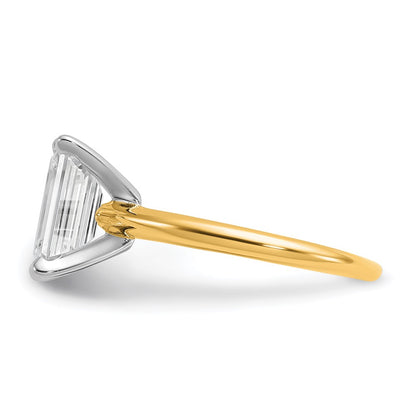 14k Two-tone 2 1/2 carat Lab Grown Diamond VS/SI+ G+ Emerald Solitaire Complete Engagement Ring