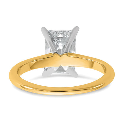 14k Two-tone 2 1/2 carat Certified Lab Grown Diamond VS+ F+ Emerald Solitaire Complete Engagement Ring