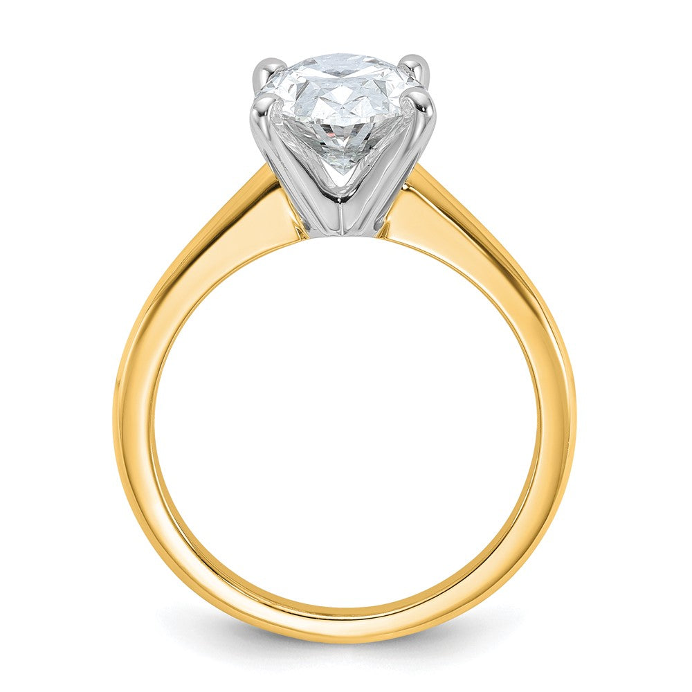 14k Two-Tone 2 1/2 carat Lab Grown Diamond VS+ F+ Oval Complete Solitaire Engagement Ring