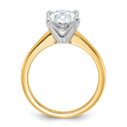 14k Two-Tone 2 1/2 carat Lab Grown Diamond VS+ F+ Oval Complete Solitaire Engagement Ring