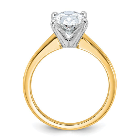 14k Two-Tone 2 1/2 carat Lab Grown Diamond VS+ F+ Oval Complete Solitaire Engagement Ring