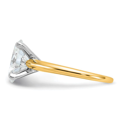 14k Two-Tone 2 1/2 carat Lab Grown Diamond VS+ F+ Oval Complete Solitaire Engagement Ring