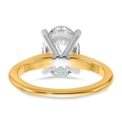 14k Two-Tone 2 1/2 carat Lab Grown Diamond VS+ F+ Oval Complete Solitaire Engagement Ring