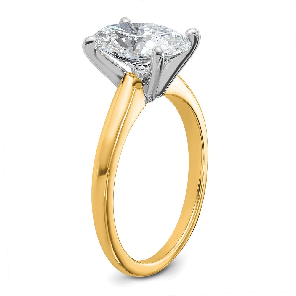 14k Two-Tone 2 1/2 carat Lab Grown Diamond VS+ F+ Oval Complete Solitaire Engagement Ring