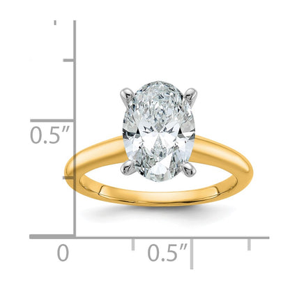 14k Two-Tone 2 1/2 carat Lab Grown Diamond VS+ F+ Oval Complete Solitaire Engagement Ring