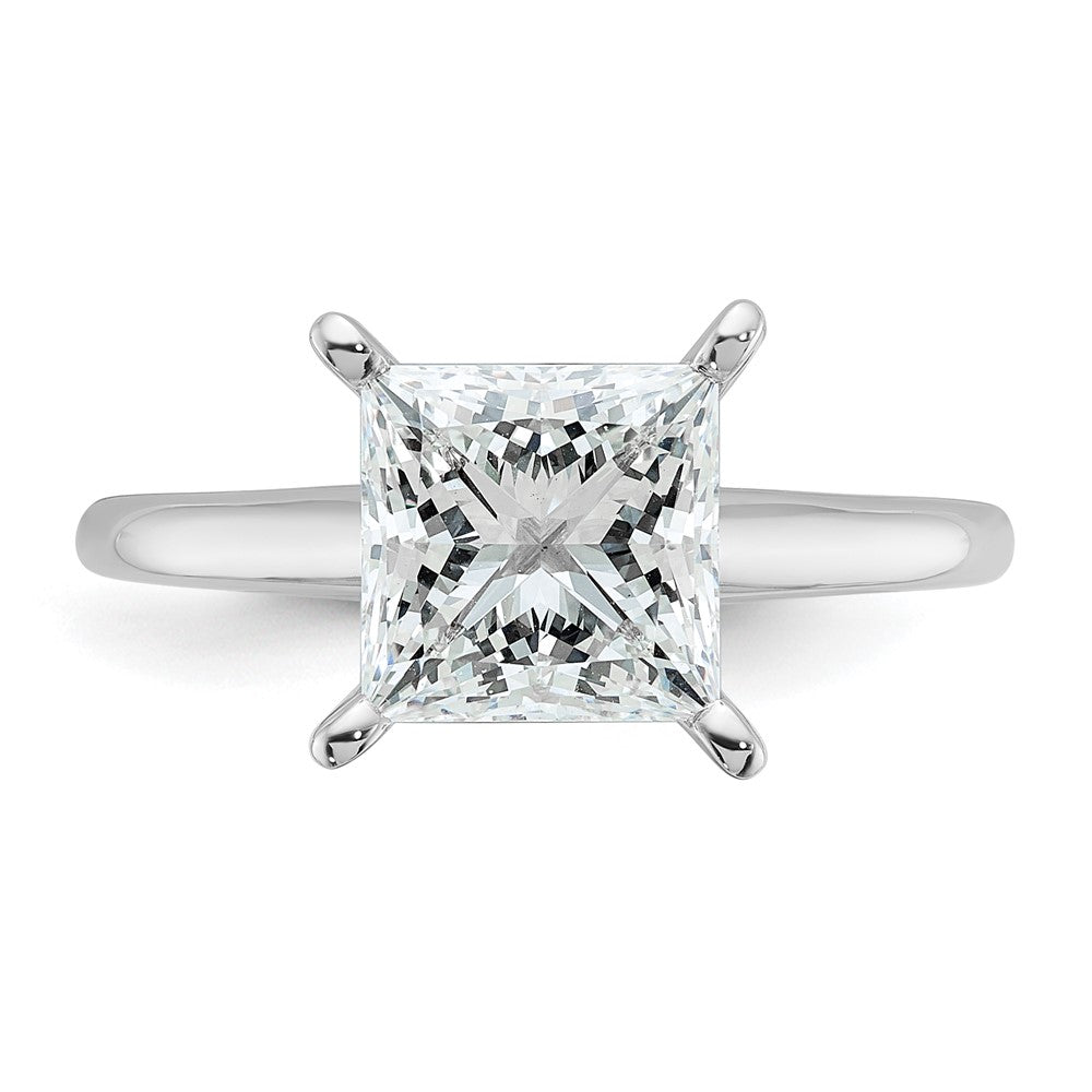 14k White Gold 2 1/2 carat Certified Lab Grown Diamond VS+ F+ Princess Complete Solitaire Engagement Ring