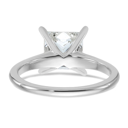 14k White Gold 2 1/2 carat Certified Lab Grown Diamond VS+ F+ Princess Complete Solitaire Engagement Ring