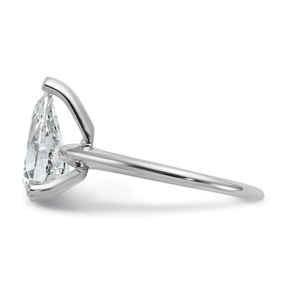 14k White Gold 2 1/2 carat Lab Grown Diamond VS+ F+ Pear Solitaire Complete Engagement Ring