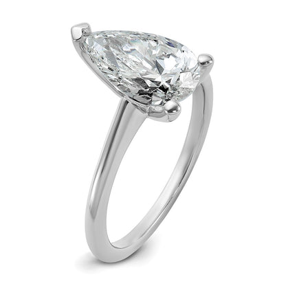 14k White Gold 2 1/2 carat Lab Grown Diamond VS/SI+ G+ Pear Solitaire Complete Engagement Ring