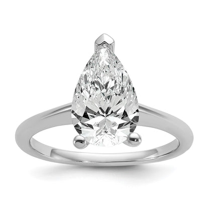 14k White Gold 2 1/2 carat Certified Lab Grown Diamond VS/SI+ G+ Pear Solitaire Complete Engagement Ring