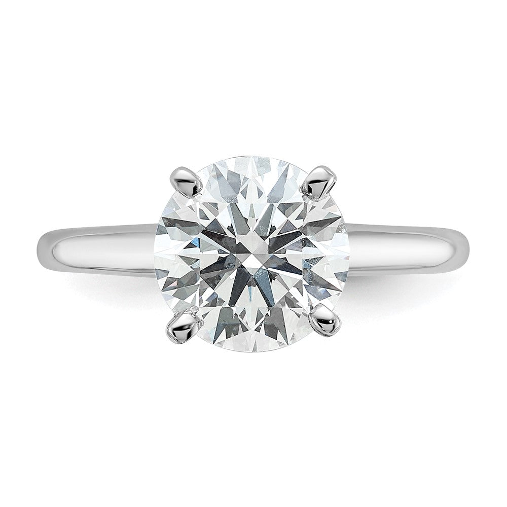 14k White Gold 2 1/2 carat Certified Lab Grown Diamond VS+ F+ Round Complete Solitaire Engagement Ring