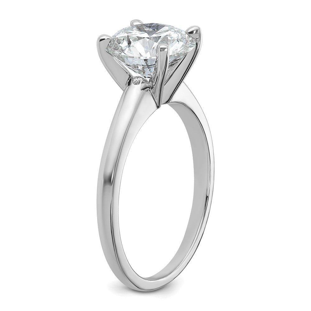 14k White Gold 2 1/2 carat Lab Grown Diamond VS+ F+ Round Complete Solitaire Engagement Ring