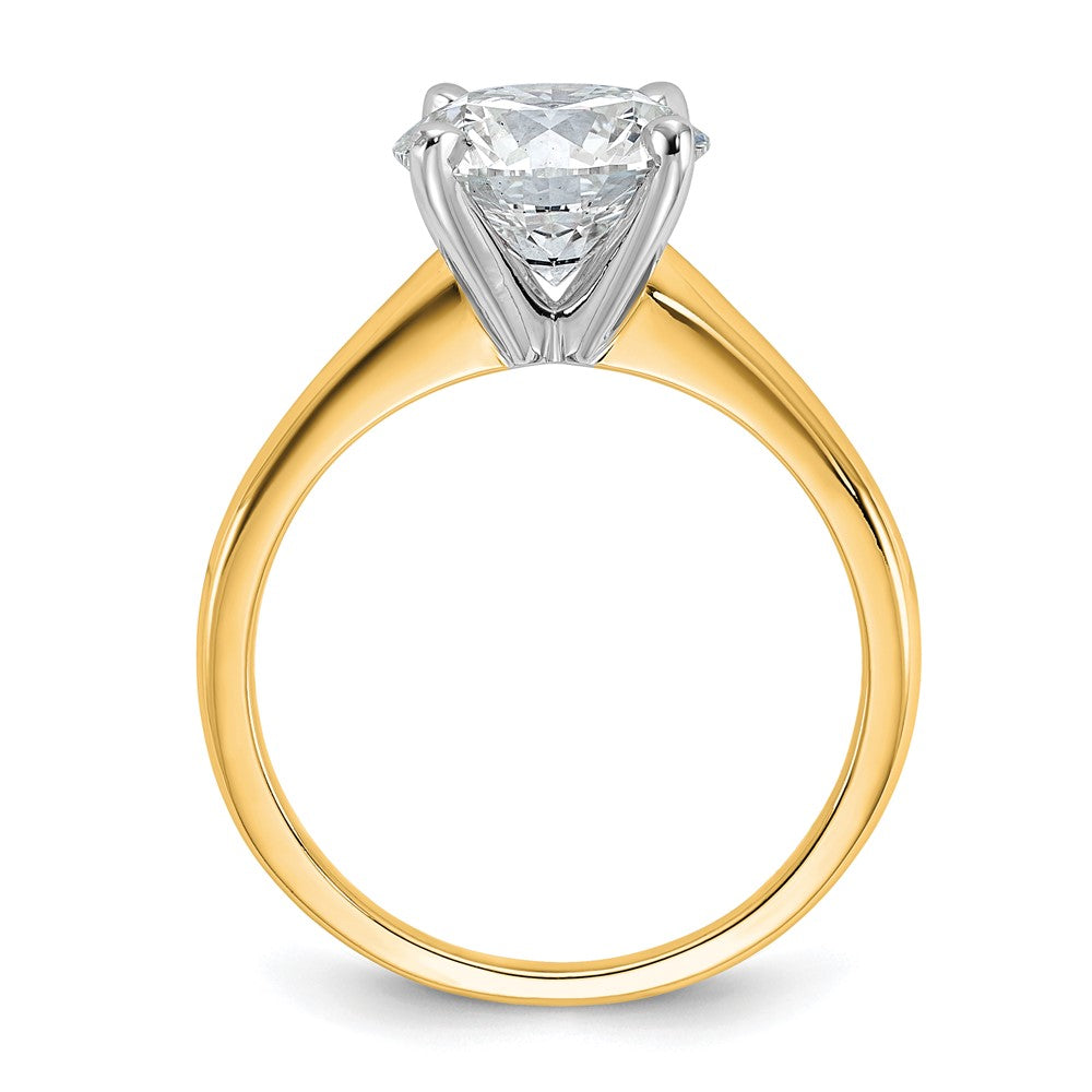 14k Two-Tone 2 1/2 carat Lab Grown Diamond VS/SI+ G+ Round Complete Solitaire Engagement Ring