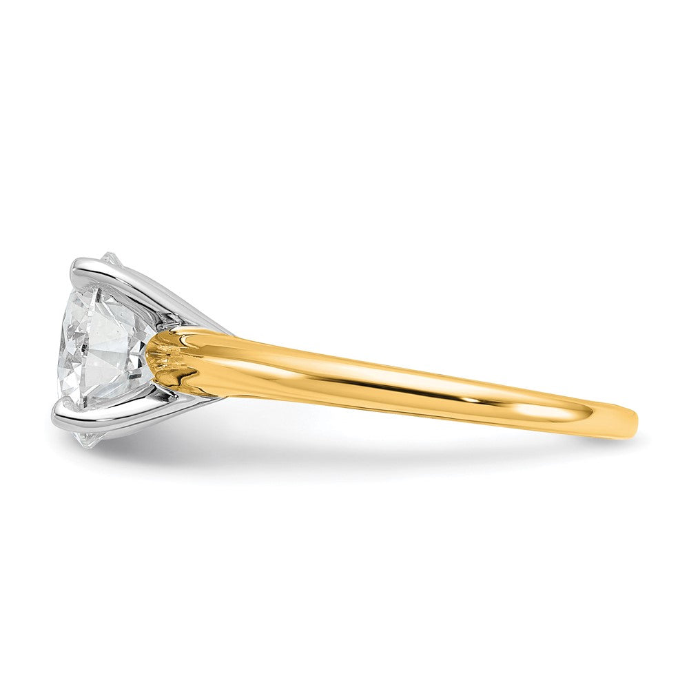 14k Two-Tone 2 1/2 carat Certified Lab Grown Diamond VS+ F+ Round Complete Solitaire Engagement Ring