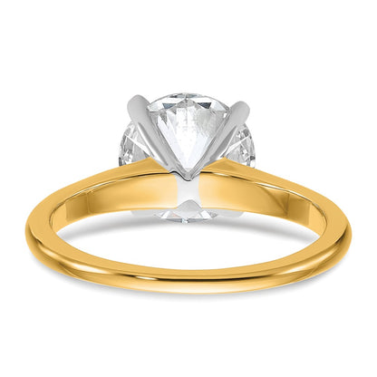 14k Two-Tone 2 1/2 carat Certified Lab Grown Diamond VS+ F+ Round Complete Solitaire Engagement Ring