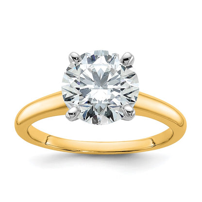 14k Two-Tone 2 1/2 carat Certified Lab Grown Diamond VS+ F+ Round Complete Solitaire Engagement Ring