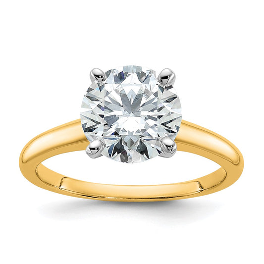 14k Two-Tone 2 1/2 carat Certified Lab Grown Diamond VS+ F+ Round Complete Solitaire Engagement Ring