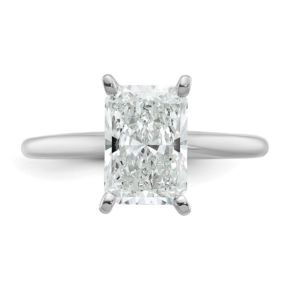 14k White Gold 2 1/2 carat Certified Lab Grown Diamond VS/SI+ G+ Radiant Solitaire Complete Engagement Ring