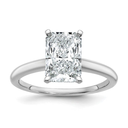 14k White Gold 2 1/2 carat Certified Lab Grown Diamond VS/SI+ G+ Radiant Solitaire Complete Engagement Ring