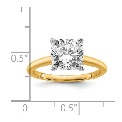 14k Two-tone 3 carat Certified Lab Grown Diamond VS+ F+ Cushion Complete Solitaire Engagement Ring