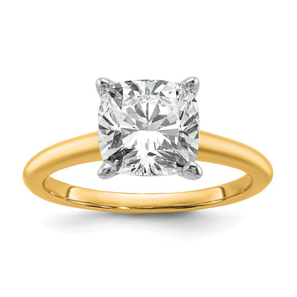 14k Two-tone 3 carat Certified Lab Grown Diamond VS+ F+ Cushion Complete Solitaire Engagement Ring