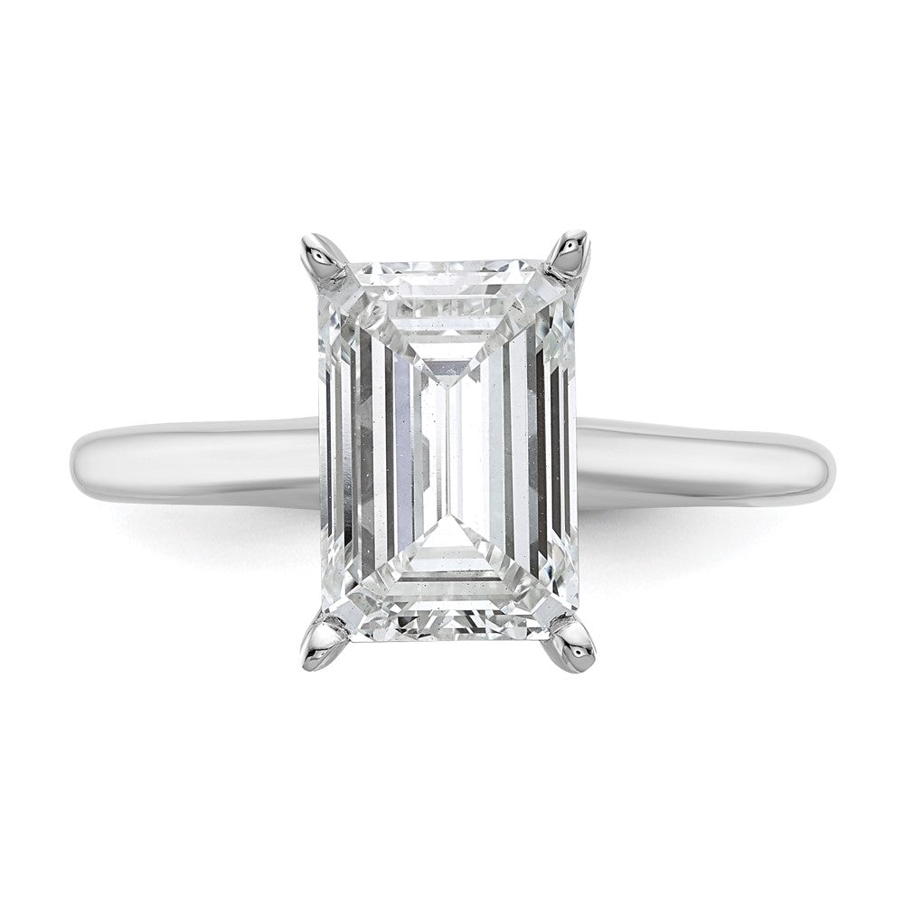 14k White Gold 3 carat Certified Lab Grown Diamond VS/SI+ G+ Emerald Solitaire Complete Engagement Ring