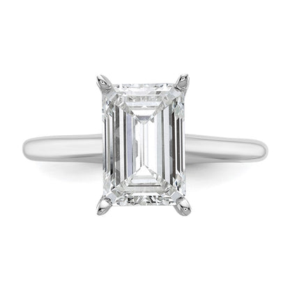 14k White Gold 3 carat Certified Lab Grown Diamond VS/SI+ G+ Emerald Solitaire Complete Engagement Ring