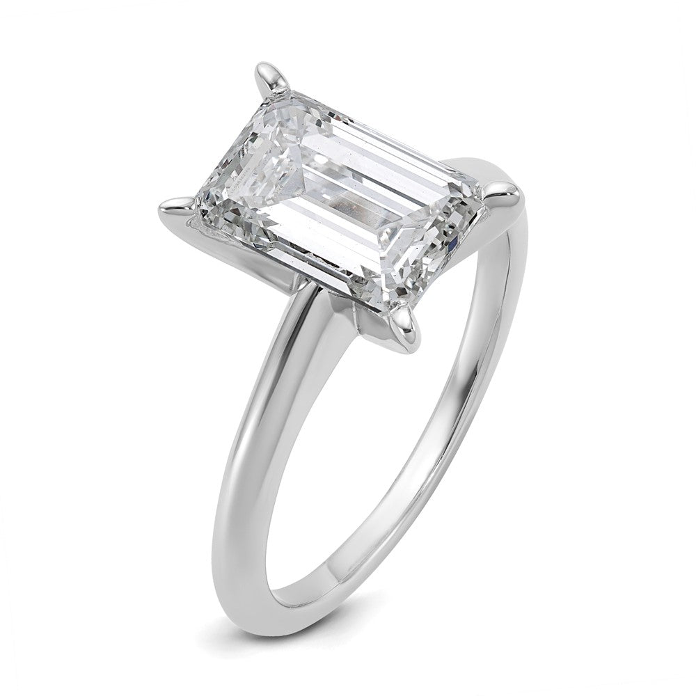 14k White Gold 3 carat Certified Lab Grown Diamond VS/SI+ G+ Emerald Solitaire Complete Engagement Ring