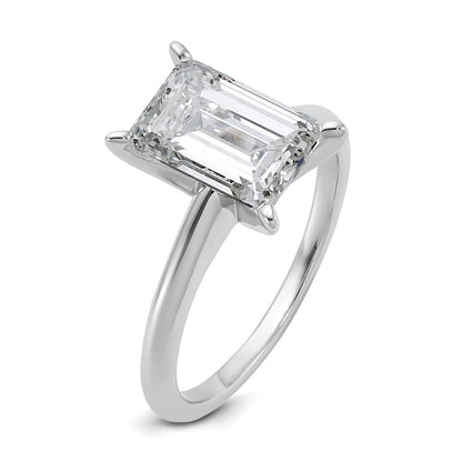 14k White Gold 3 carat Certified Lab Grown Diamond VS/SI+ G+ Emerald Solitaire Complete Engagement Ring