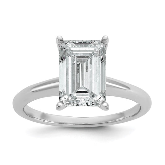 14k White Gold 3 carat Certified Lab Grown Diamond VS/SI+ G+ Emerald Solitaire Complete Engagement Ring