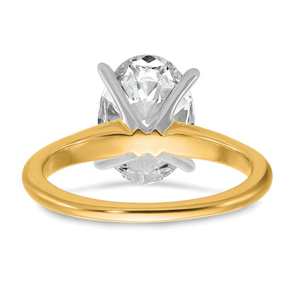 14k Two-Tone 3 carat Lab Grown Diamond VS/SI+ G+ Oval Complete Solitaire Engagement Ring