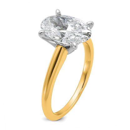 14k Two-Tone 3 carat Lab Grown Diamond VS/SI+ G+ Oval Complete Solitaire Engagement Ring