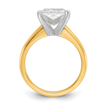 14k Two-tone 3 carat Lab Grown Diamond VS/SI+ G+ Princess Complete Solitaire Engagement Ring