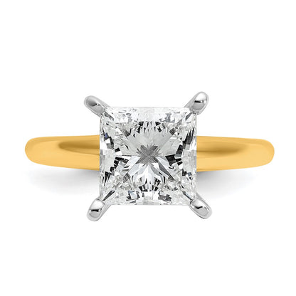 14k Two-tone 3 carat Lab Grown Diamond VS/SI+ G+ Princess Complete Solitaire Engagement Ring