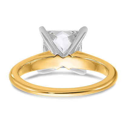 14k Two-tone 3 carat Lab Grown Diamond VS/SI+ G+ Princess Complete Solitaire Engagement Ring